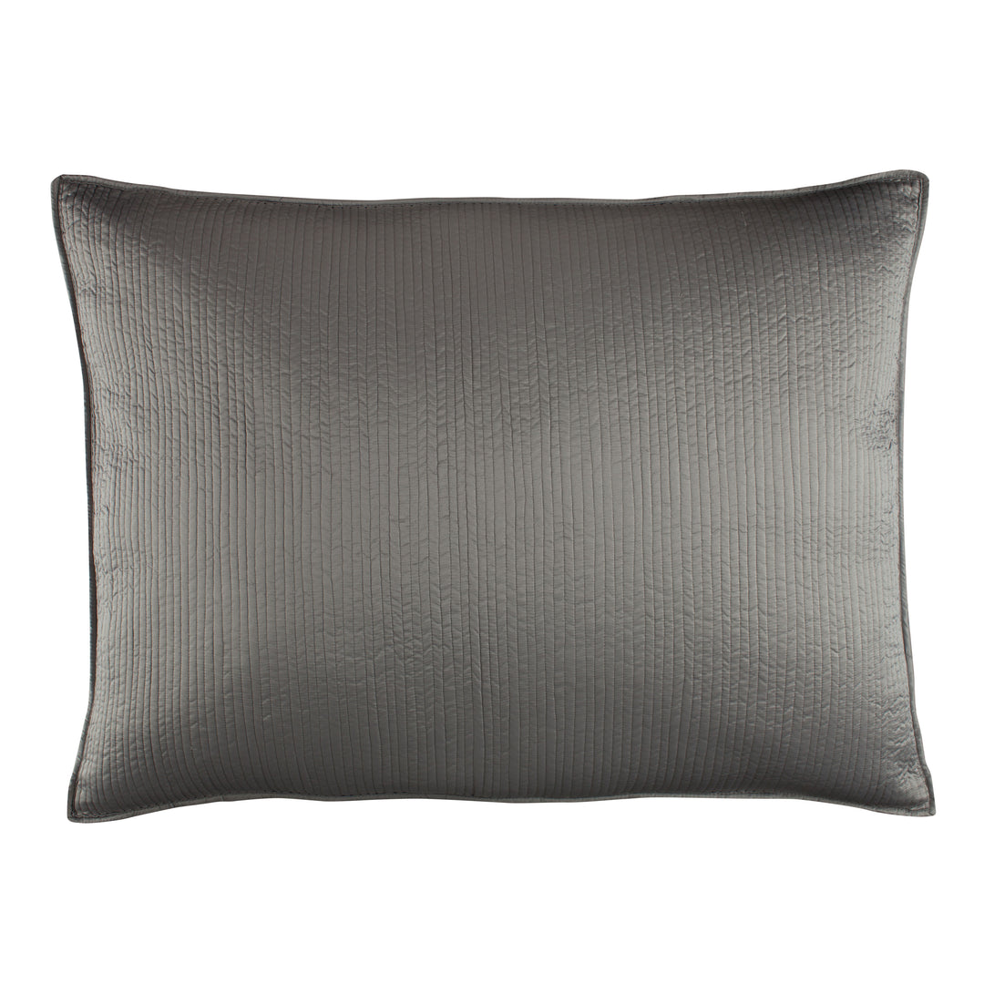 Retro Pewter S&S Quilted Luxe Euro Pillow Throw Pillows By Lili Alessandra