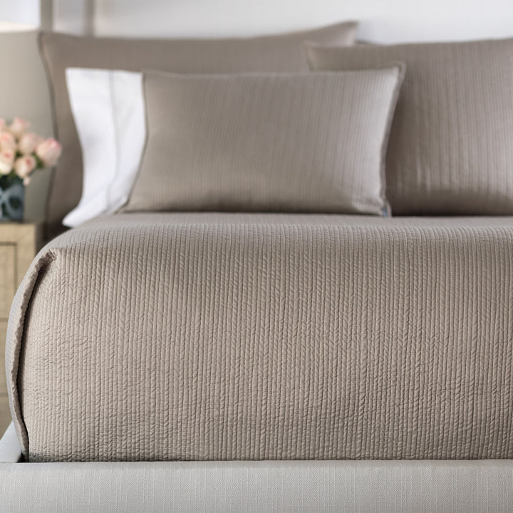 Retro Taupe S&S Quilted Coverlet Coverlet By Lili Alessandra