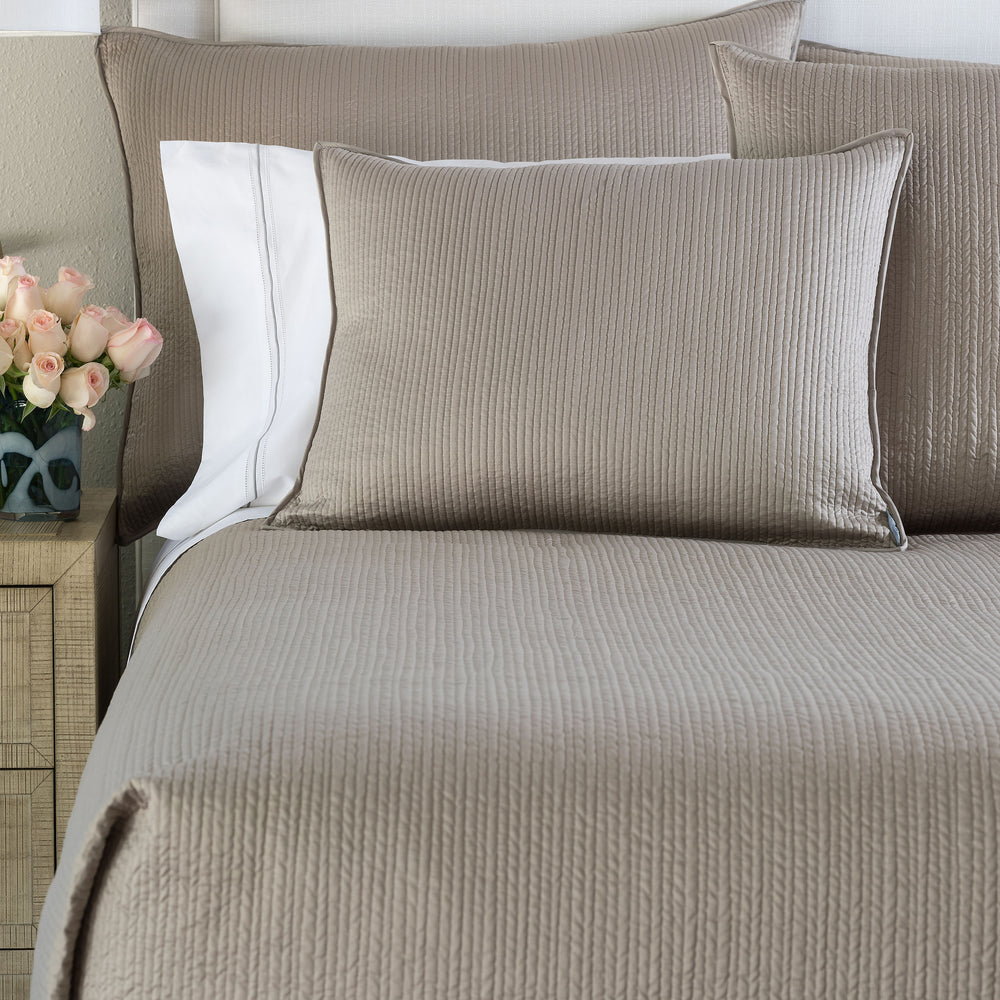 Retro Taupe S&S Quilted Coverlet Coverlet By Lili Alessandra