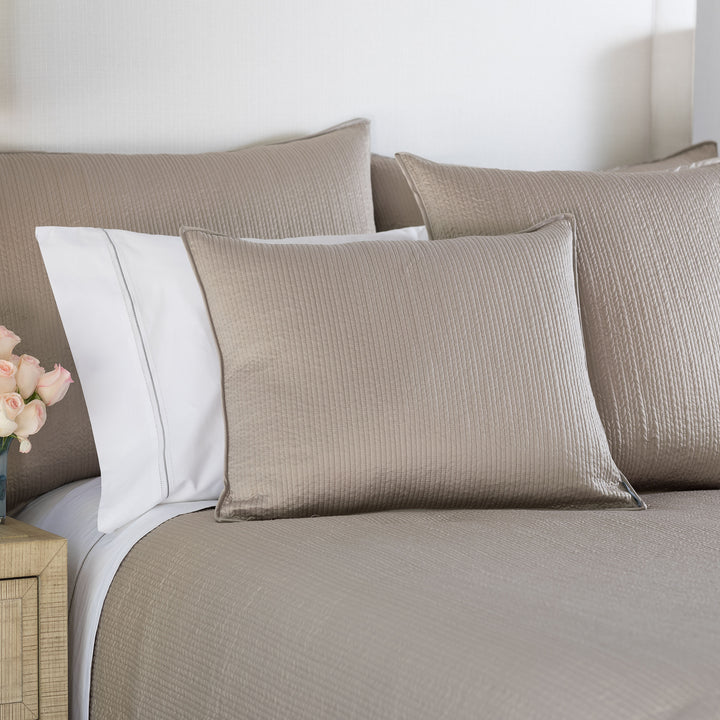 Retro Taupe S&S Quilted Coverlet Coverlet By Lili Alessandra