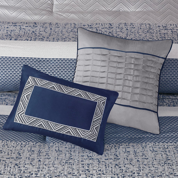 Rhapsody Navy 7-Piece Comforter Set Comforter Sets By JLA HOME/Olliix (E & E Co., Ltd)