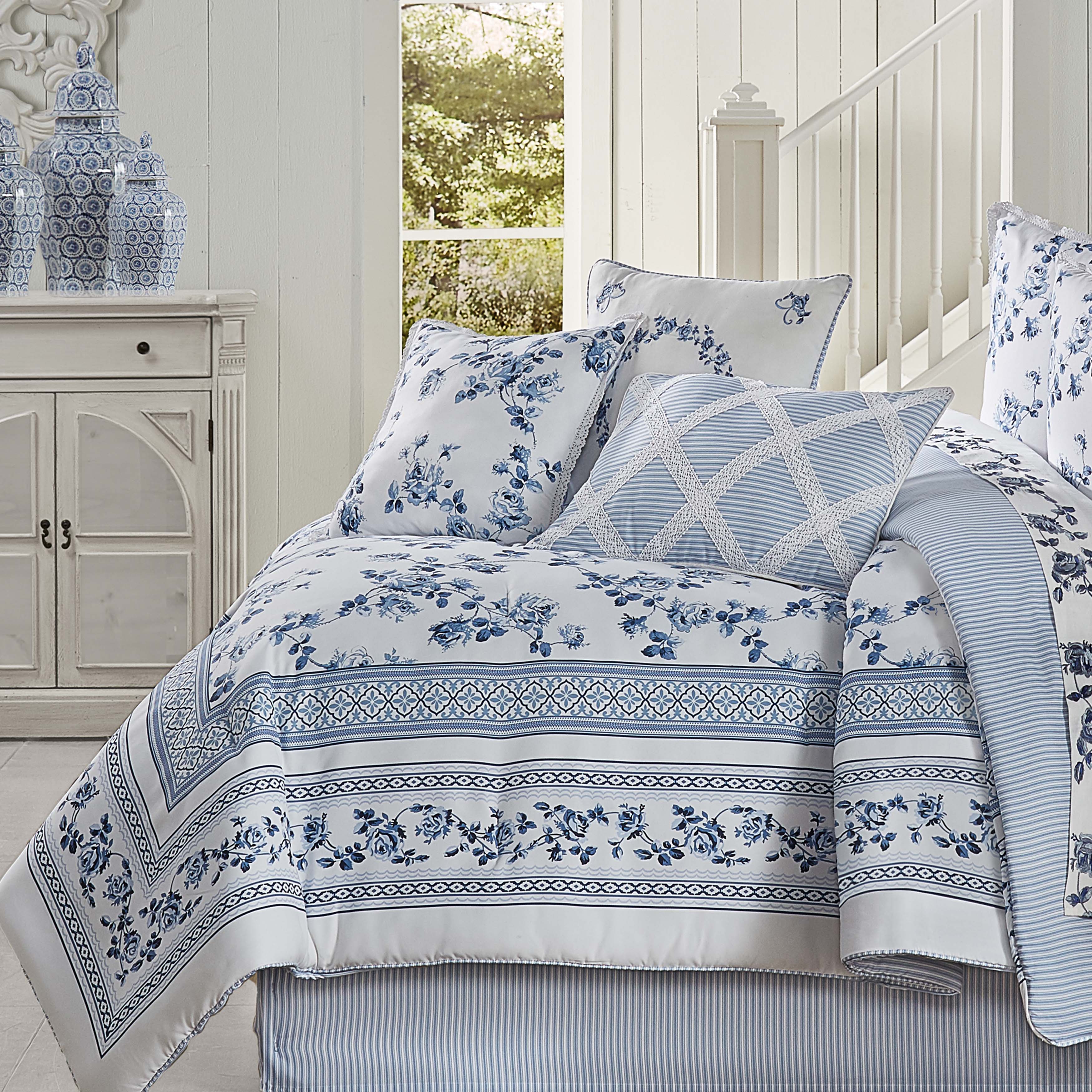 Rialto French Blue 4-Piece Comforter Set By J Queen – Latest Bedding