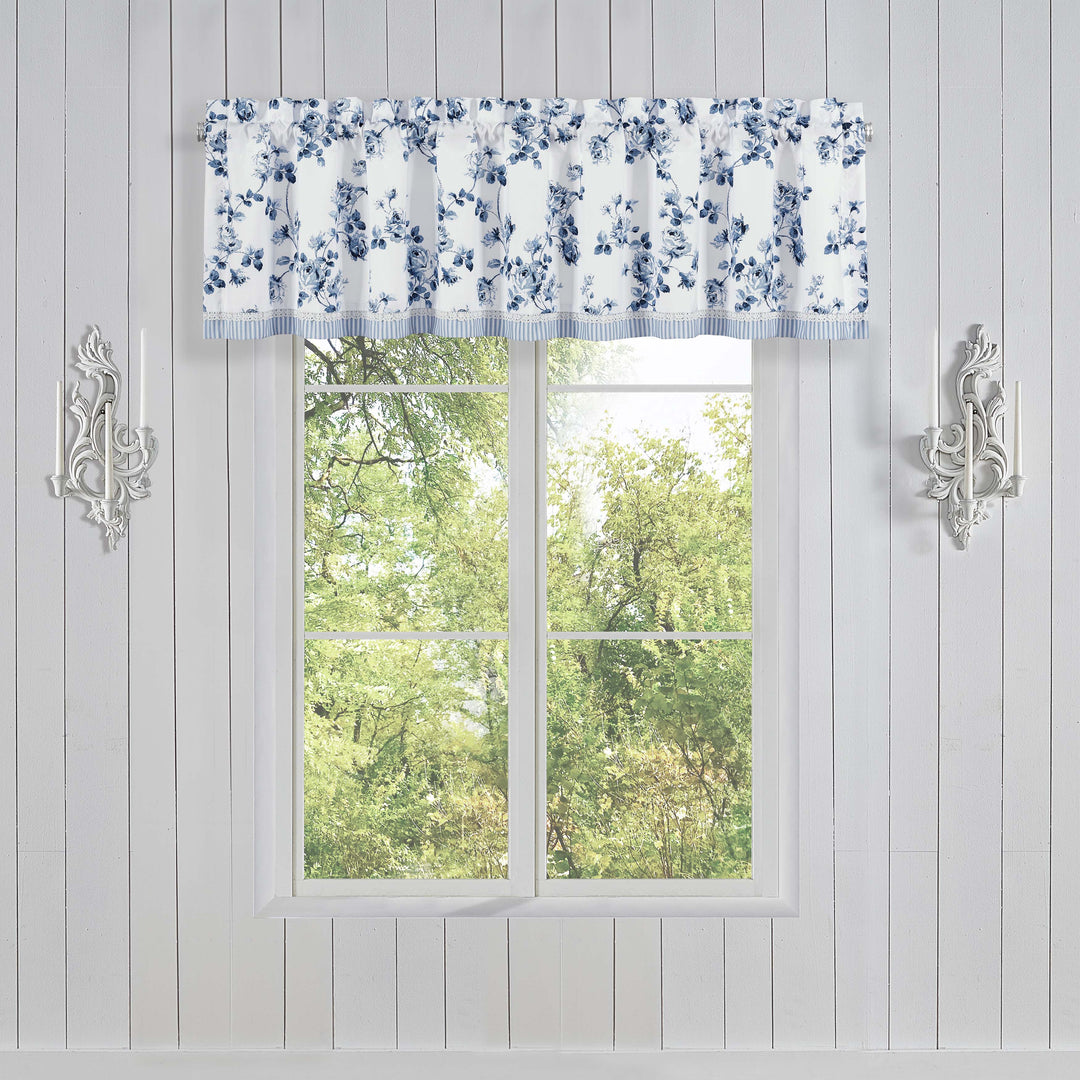 Rialto French Blue Straight Window Valance By J Queen Window Valances By J. Queen New York
