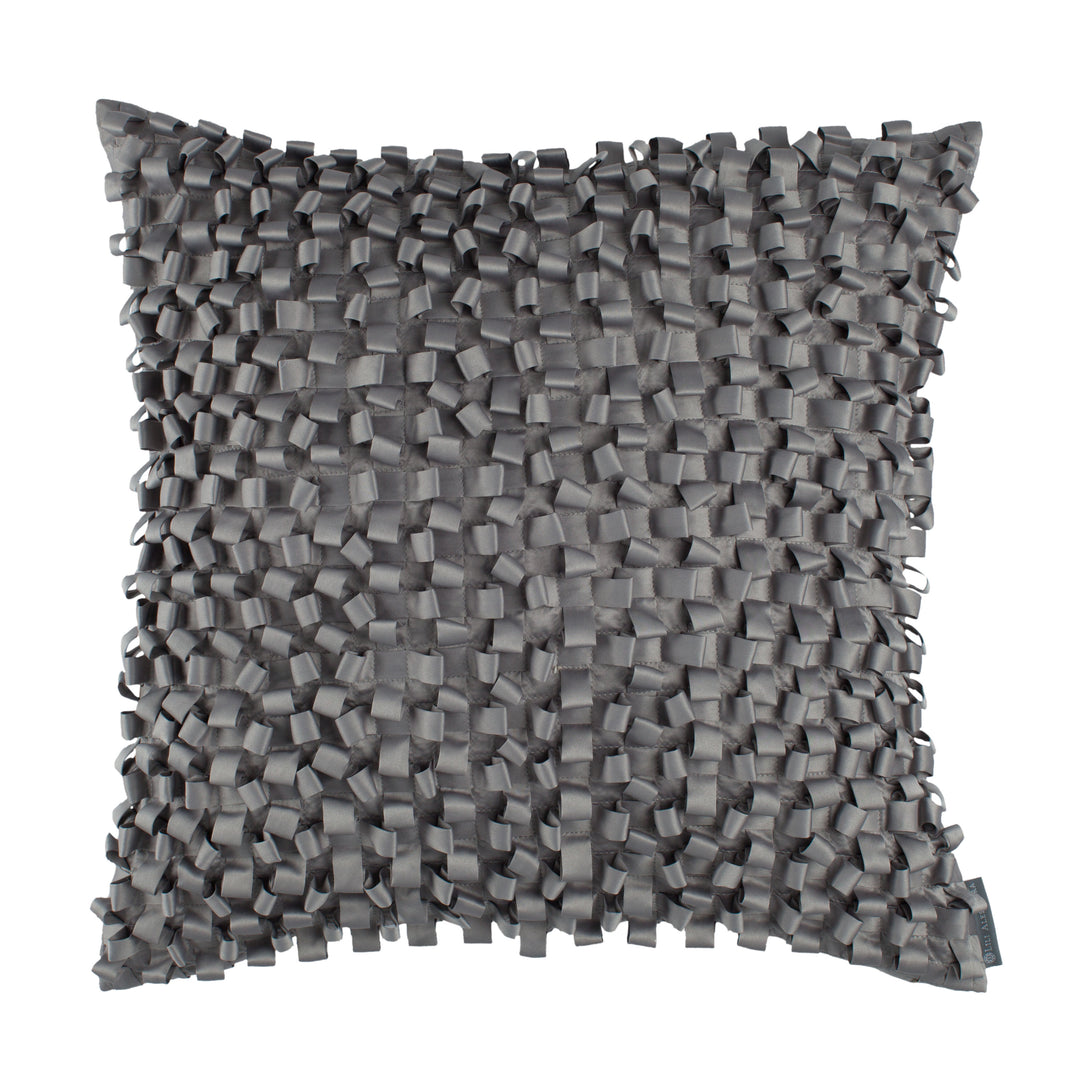 Ribbon Pewter S&S Square Pillow Throw Pillows By Lili Alessandra