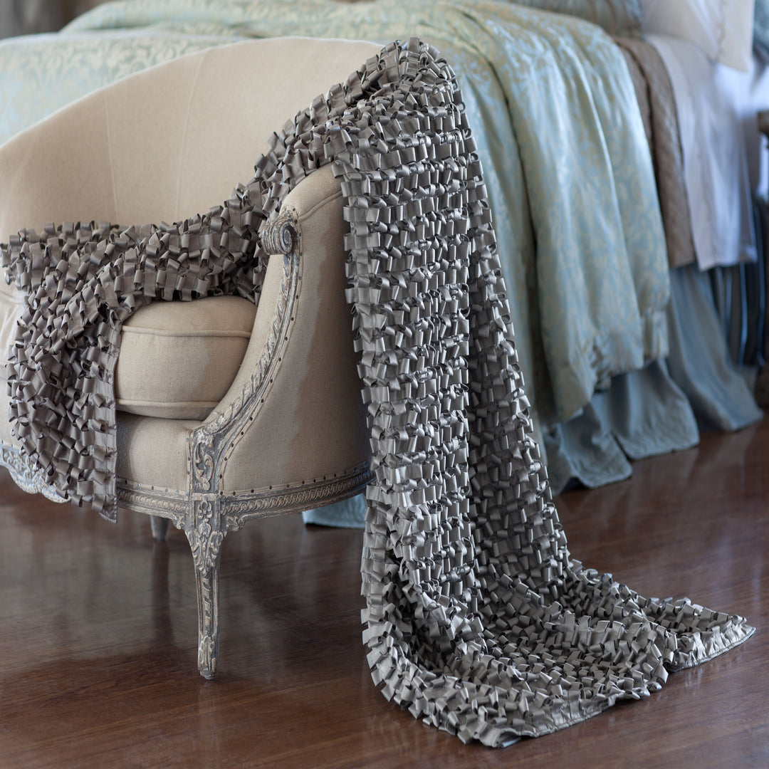 Ribbon Pewter S&S Throw Throws By Lili Alessandra