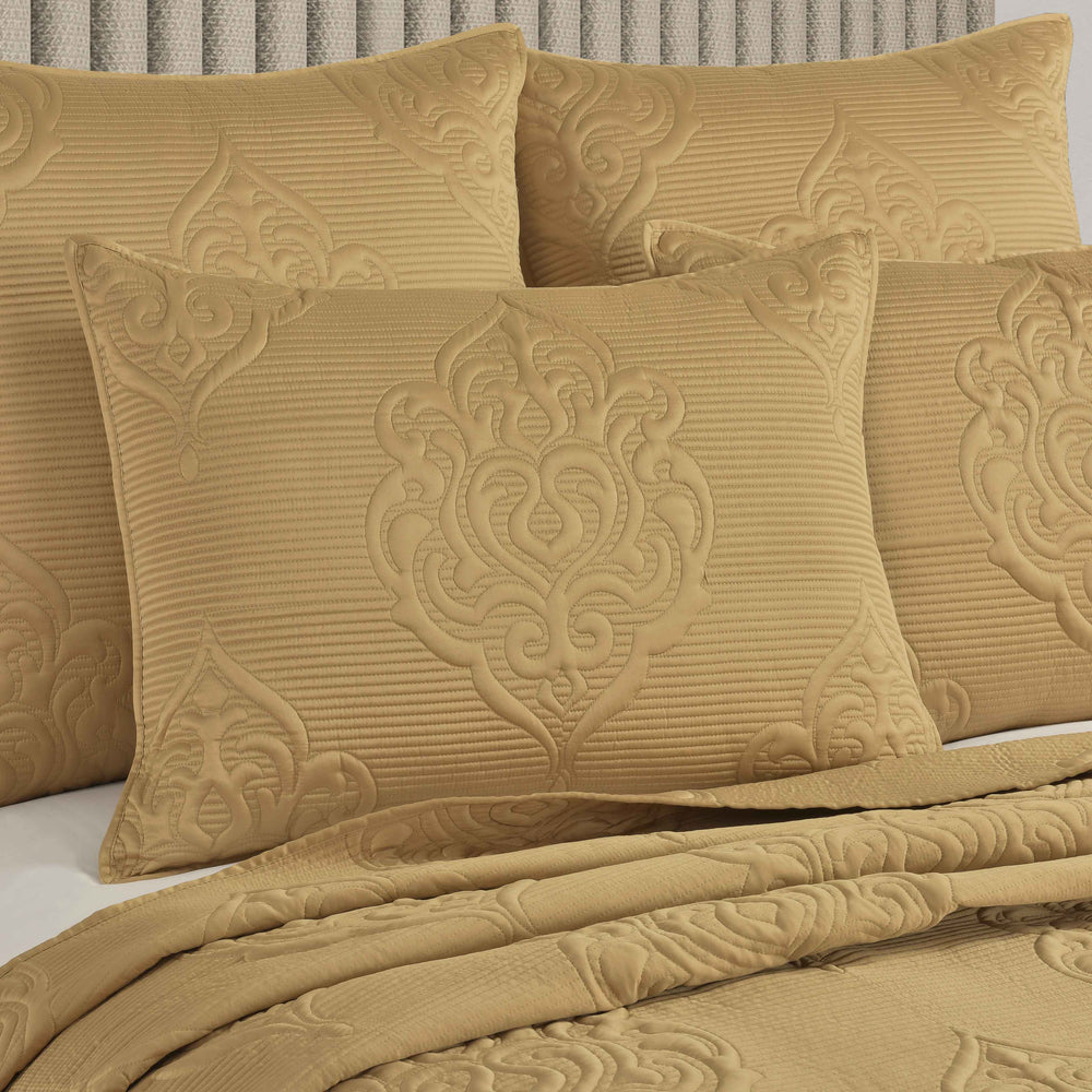 Riviera Gold 3-Piece Quilted Coverlet Coverlet By J. Queen New York