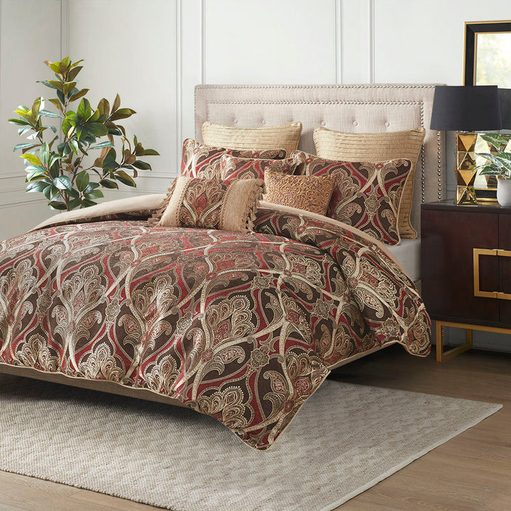 Royale Red 9-Piece Comforter Set Comforter Sets By JLA HOME/Olliix (E & E Co., Ltd)