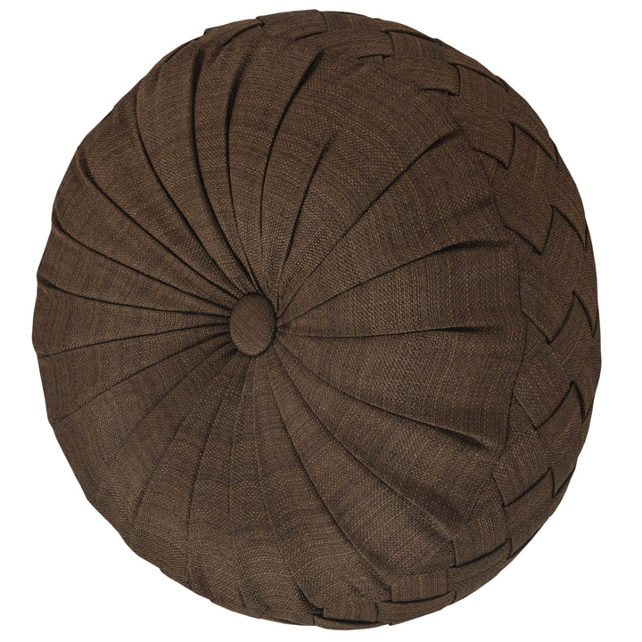 Sayre Chocolate Tufted Round Decorative Throw Pillow 15" x 15" Throw Pillows By J. Queen New York