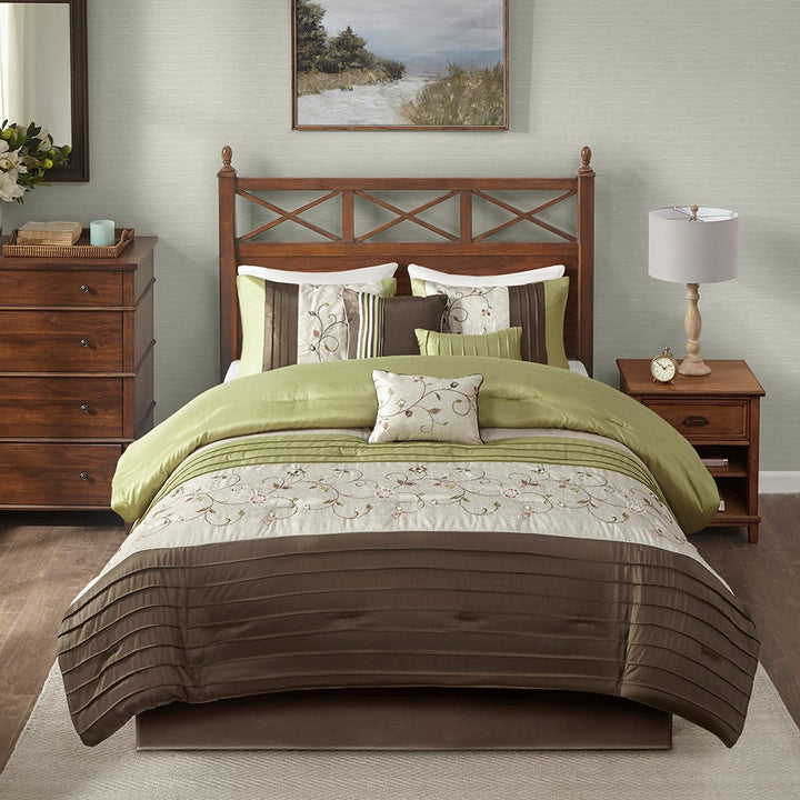 Serene Green 7-Piece Comforter Set Comforter Sets By JLA HOME/Olliix (E & E Co., Ltd)