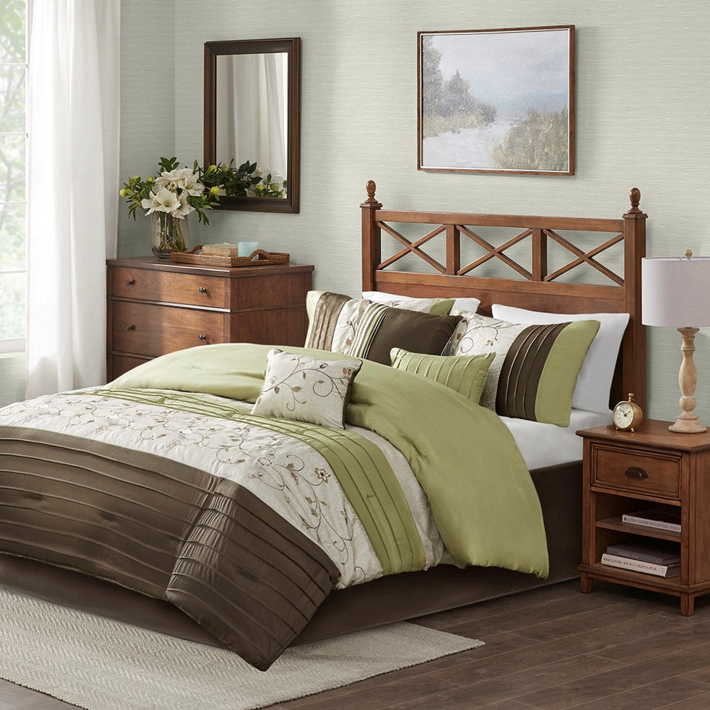 Serene Green 7-Piece Comforter Set Comforter Sets By JLA HOME/Olliix (E & E Co., Ltd)