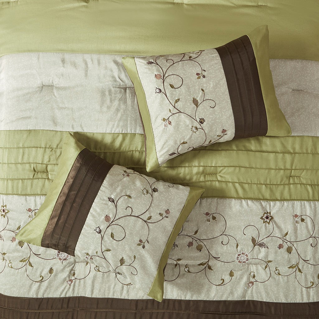Serene Green 7-Piece Comforter Set Comforter Sets By JLA HOME/Olliix (E & E Co., Ltd)