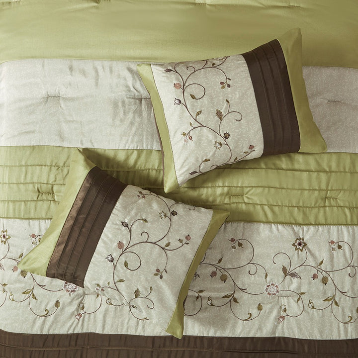 Serene Green 7-Piece Comforter Set Comforter Sets By JLA HOME/Olliix (E & E Co., Ltd)