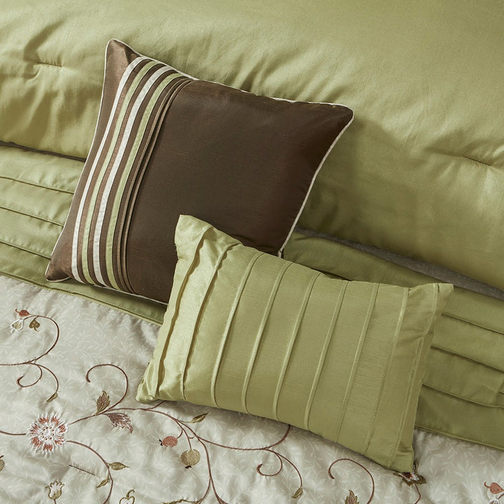Serene Green 7-Piece Comforter Set Comforter Sets By JLA HOME/Olliix (E & E Co., Ltd)