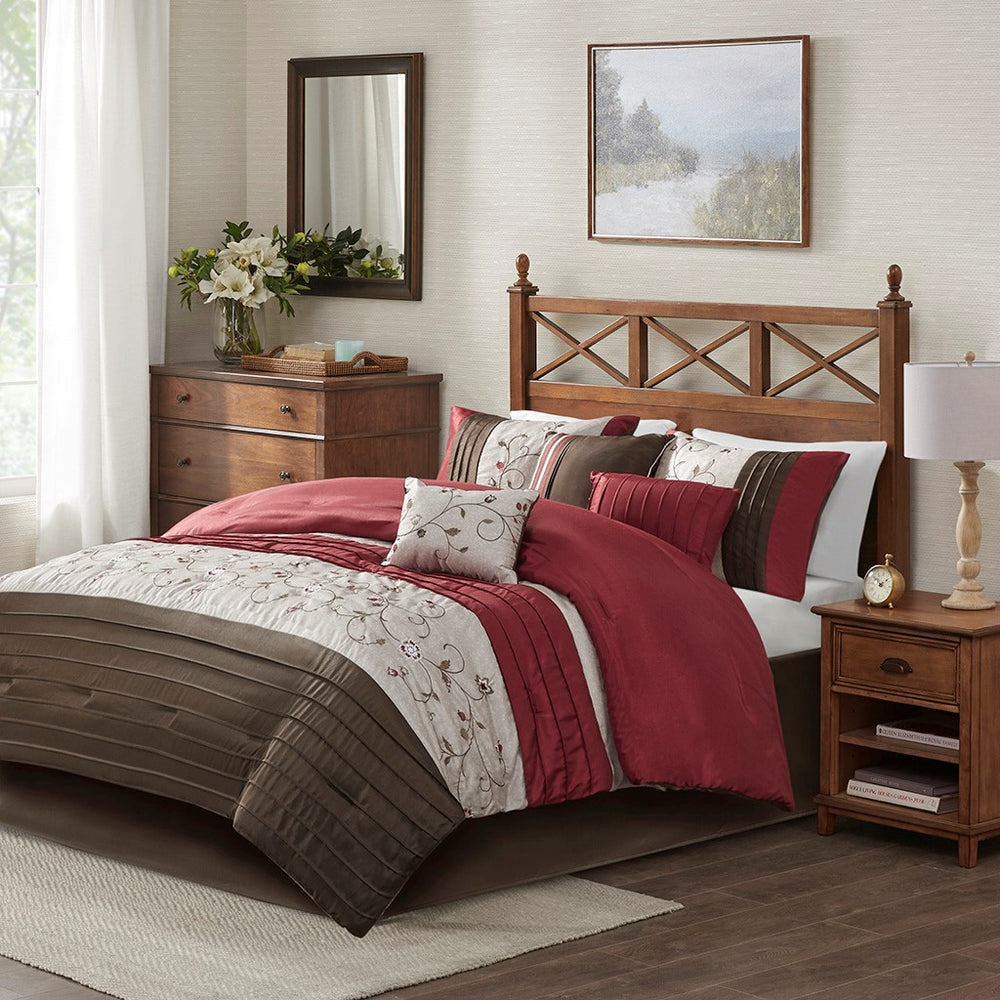 Serene Red 7-Piece Comforter Set Comforter Sets By JLA HOME/Olliix (E & E Co., Ltd)