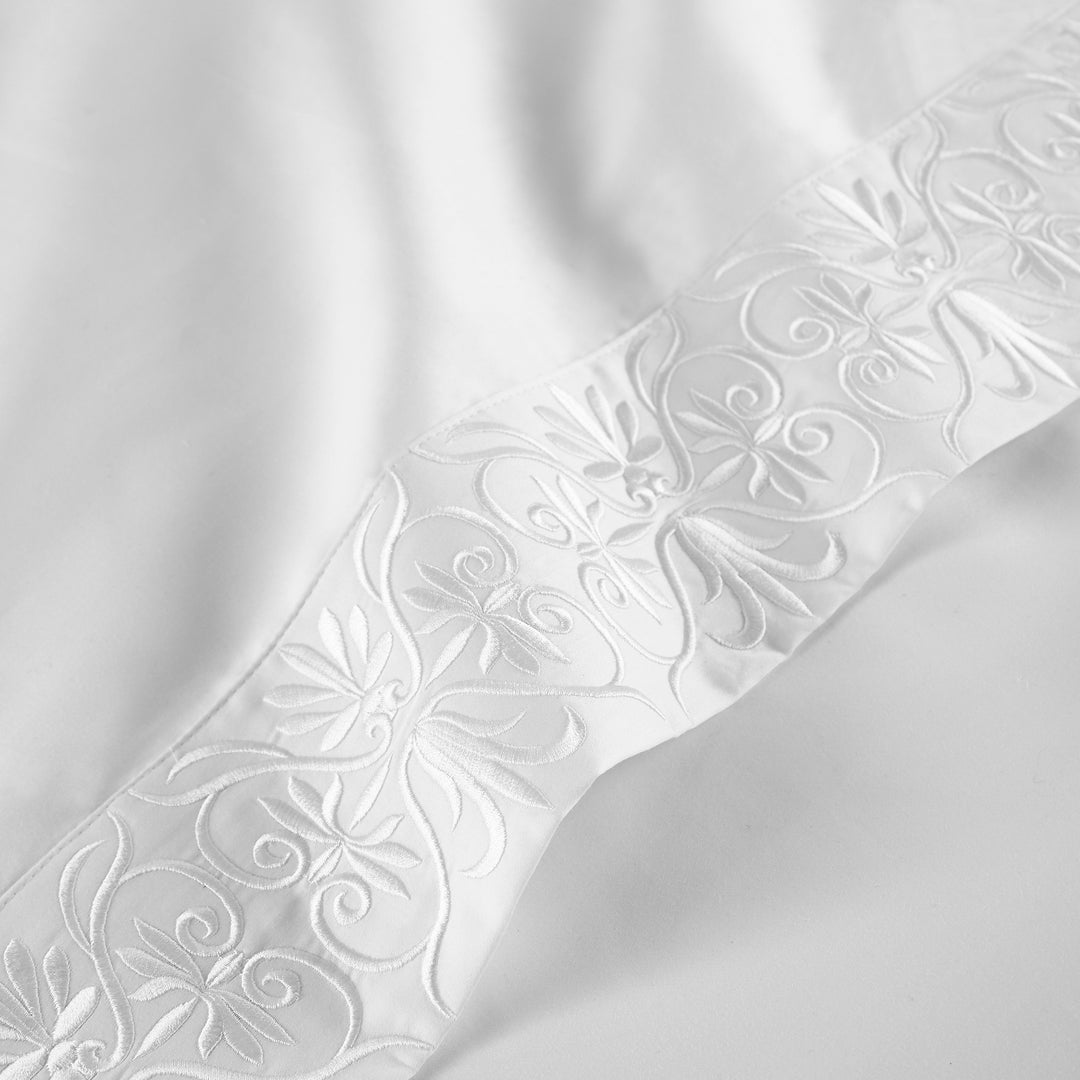 Ariane White Sheet Set | 100% Certified Giza Egyptian Cotton Sheet Sets By Pure Parima
