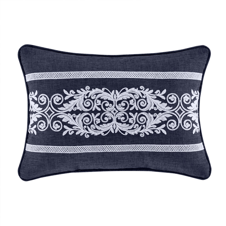 Shelburne Indigo Boudoir Decorative Throw Pillow 21" x 15" By J Queen Throw Pillows By J. Queen New York