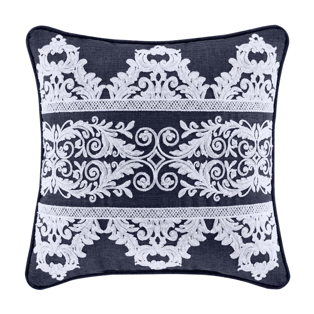Shelburne Indigo Square Decorative Throw Pillow 16" x 16" By J Queen Throw Pillows By J. Queen New York