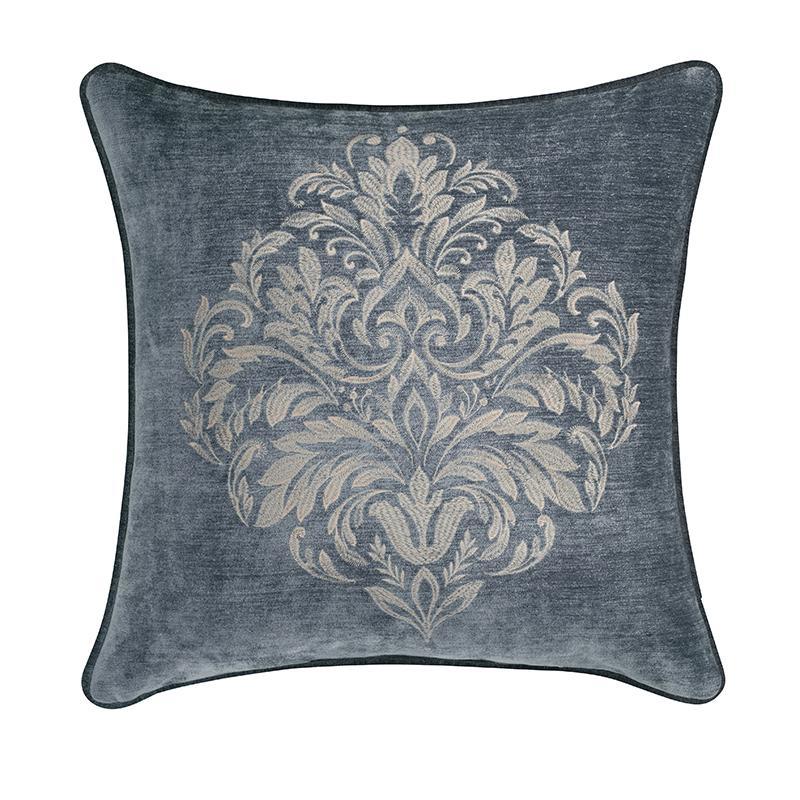 Sicily Teal Square Embellished Decorative Throw Pillow 20" x 20" By J Queen Throw Pillows By J. Queen New York