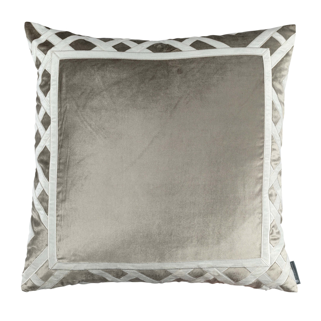 Soho Ivory/Fawn Matte Velvet Karl Square Decorative Throw Pillow Throw Pillows By Lili Alessandra