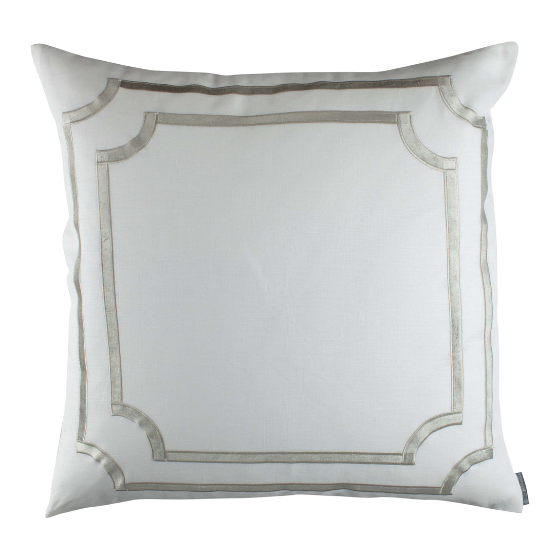 Soho White Linen Ice Silver Velvet Euro Decorative Throw Pillow Throw Pillows By Lili Alessandra
