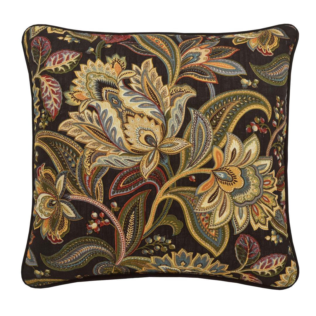 Stefania Black Square Decorative Throw Pillow 18" x 18" - Final Sale Throw Pillows By J. Queen New York