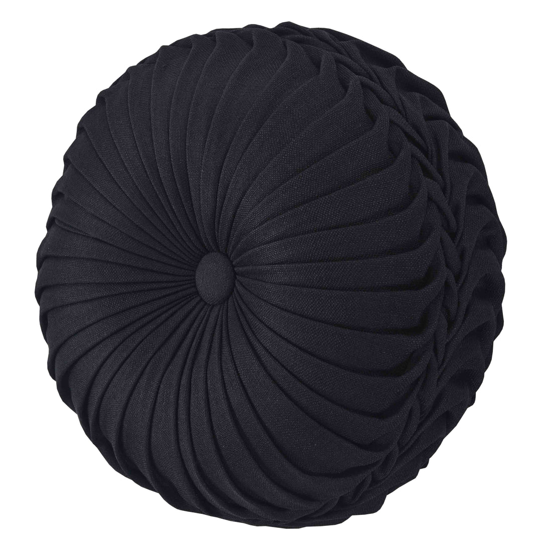 Stefania Black Tufted Round Decorative Throw Pillow 15" x 15" - Final Sale Throw Pillows By J. Queen New York