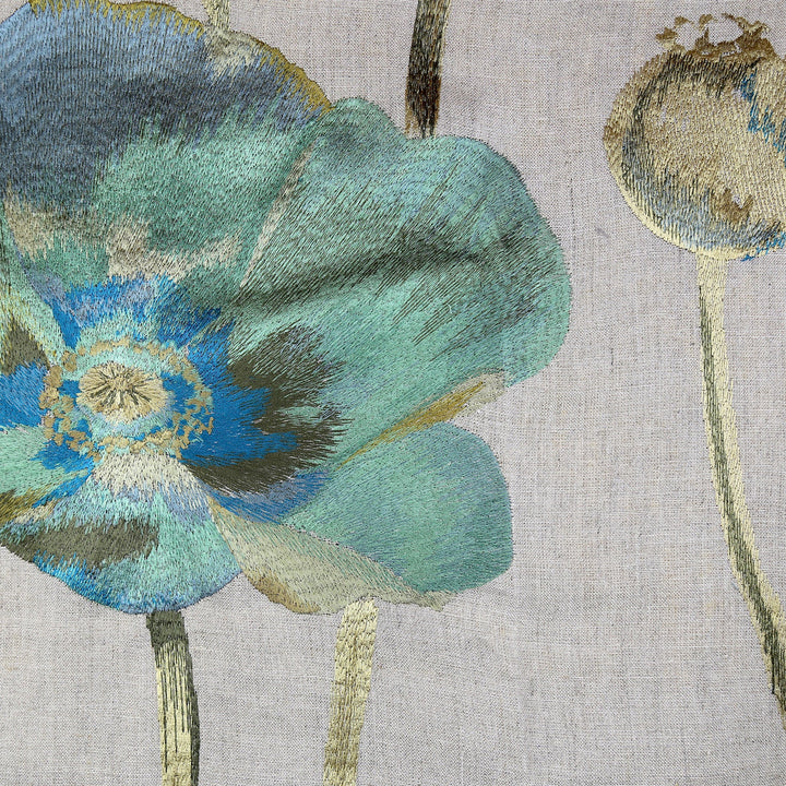 Opium Azure Decorative Throw Pillow 14" x 14" Throw Pillows By Ann Gish