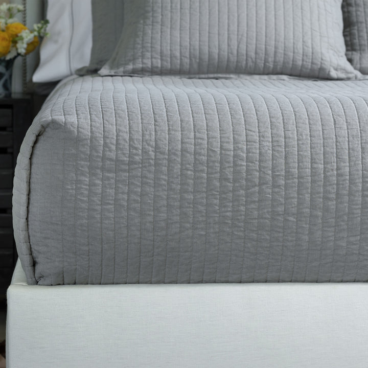Tessa Light Grey Linen Quilted Coverlet Coverlet By Lili Alessandra