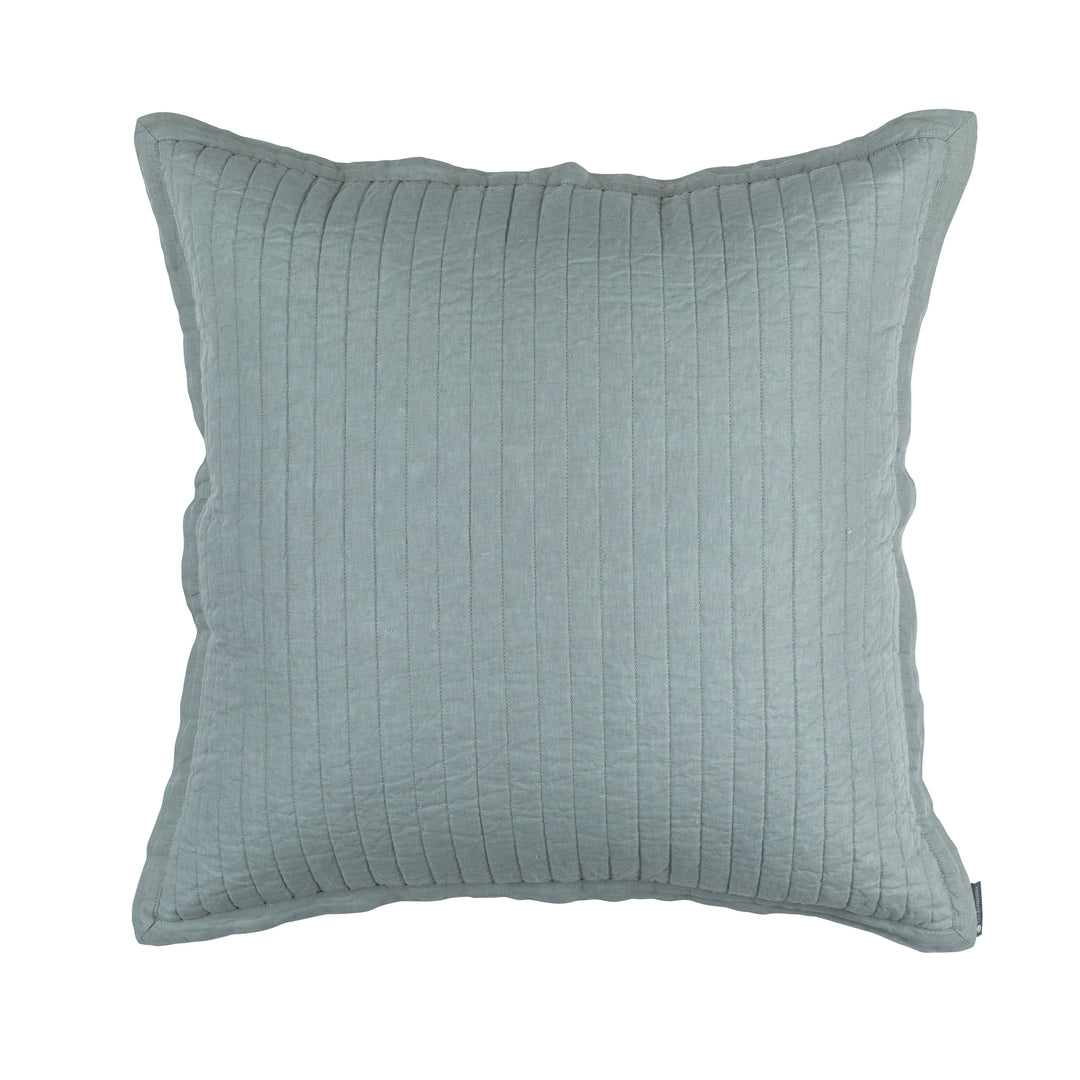 Tessa Sky linen Quilted Euro Pillow Throw Pillows By Lili Alessandra