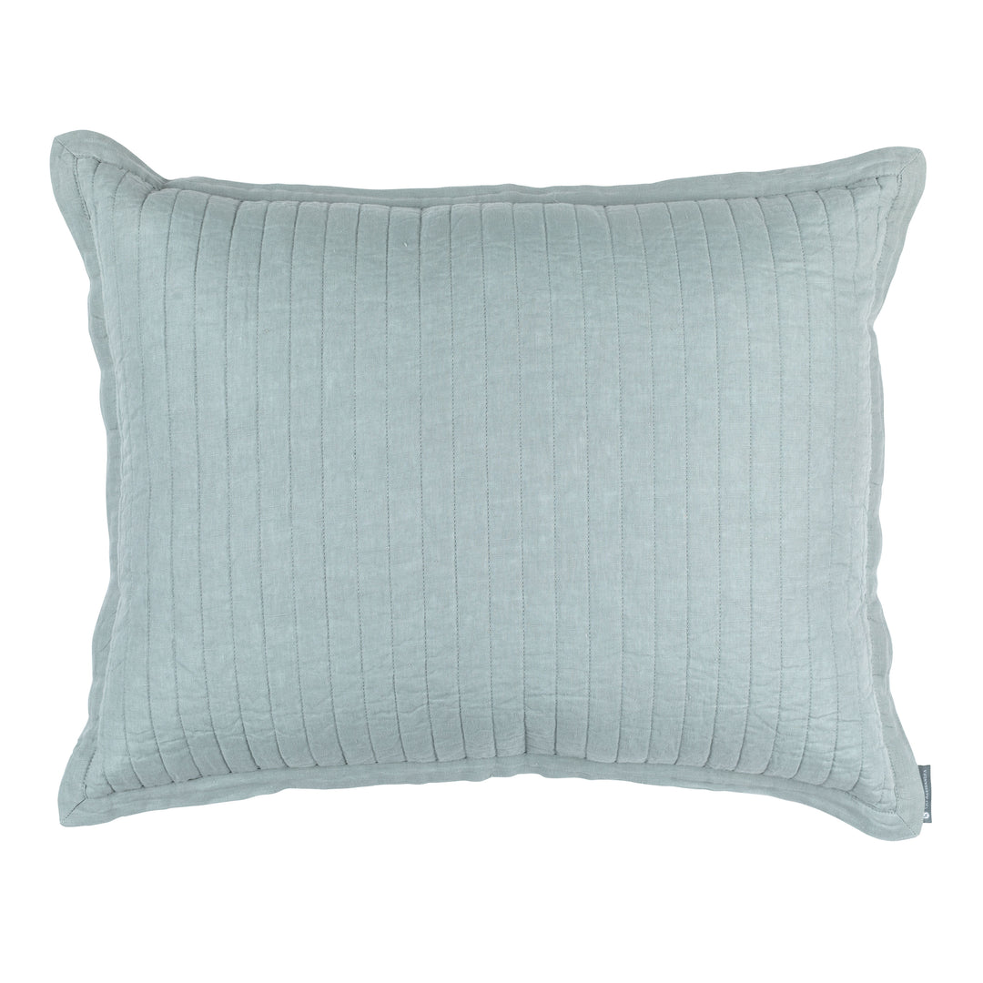 Tessa Sky linen Quilted Pillow Throw Pillows By Lili Alessandra