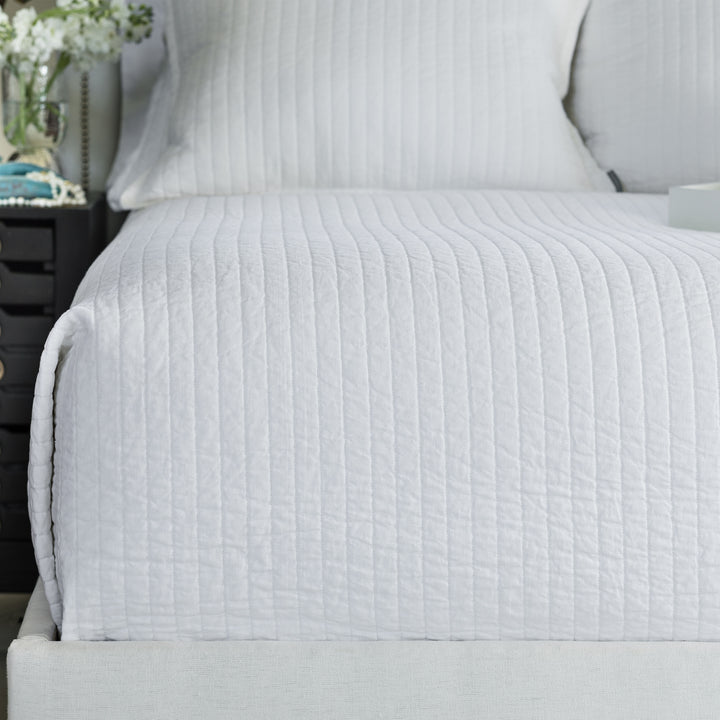 Tessa White Linen Quilted Coverlet Coverlet By Lili Alessandra