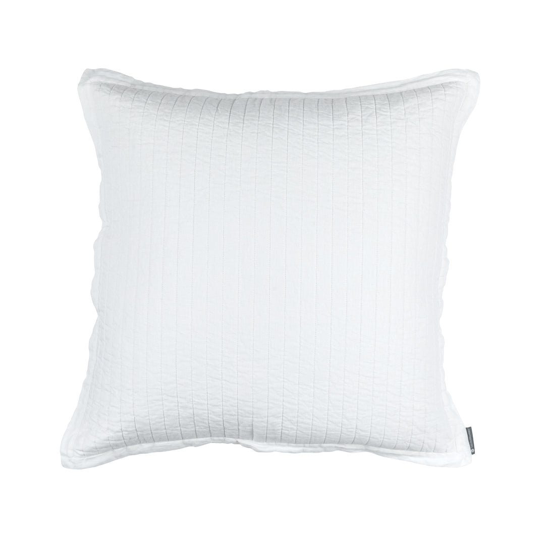 Tessa White Linen Quilted Euro Pillow Throw Pillows By Lili Alessandra