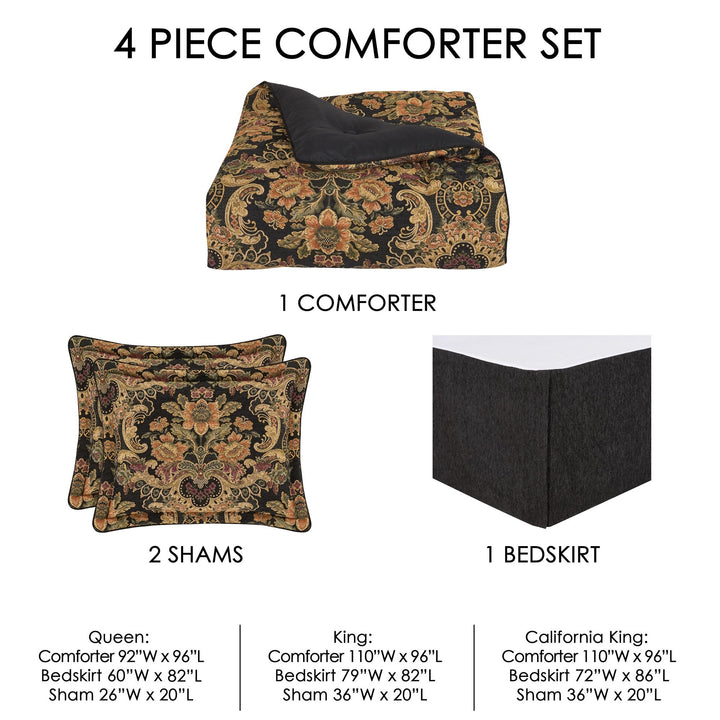 Toscano Black 4-Piece Comforter Set By J Queen Comforter Sets By J. Queen New York