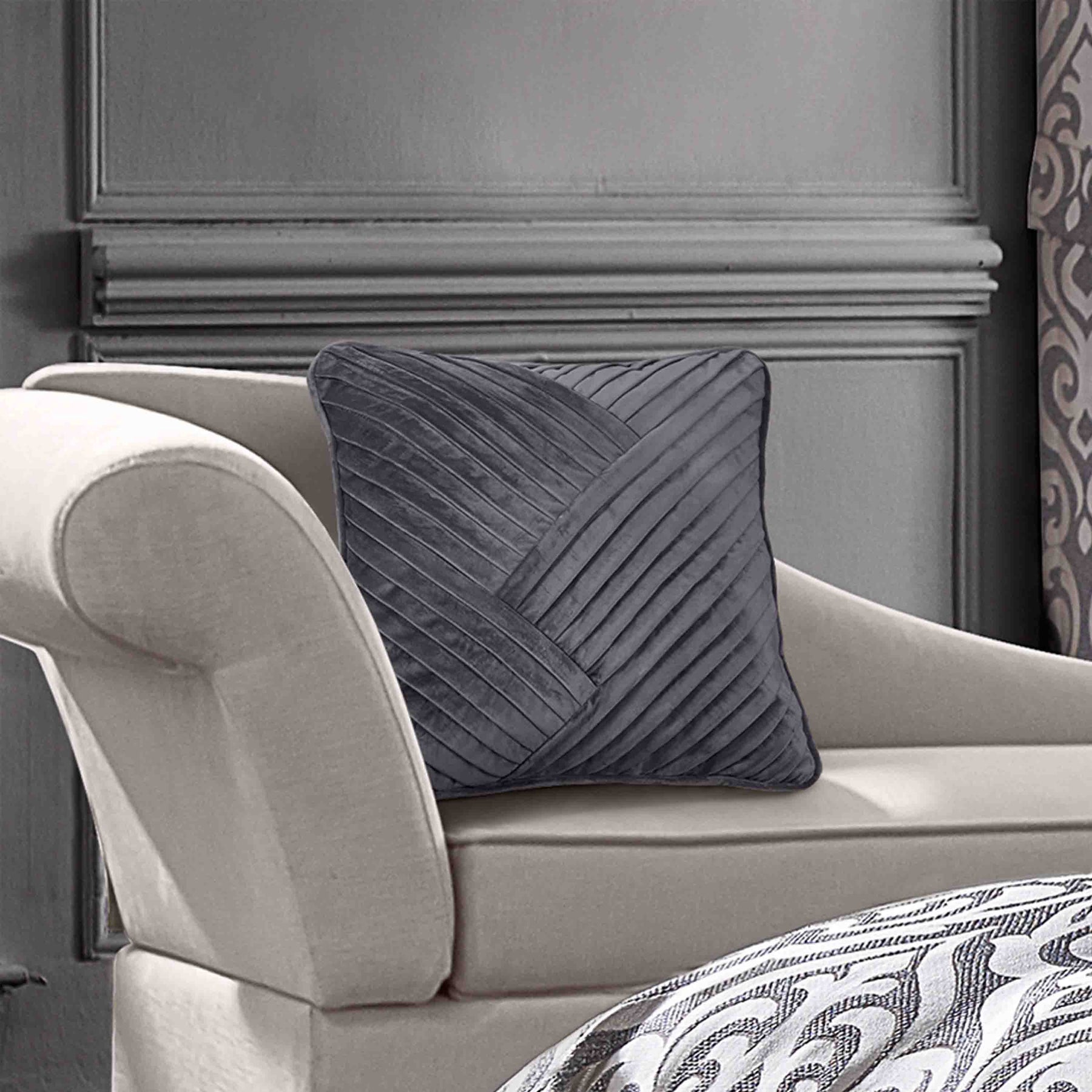 J Queen Tribeca Charcoal Square Decorative Throw Pillow 18"W x 18"L