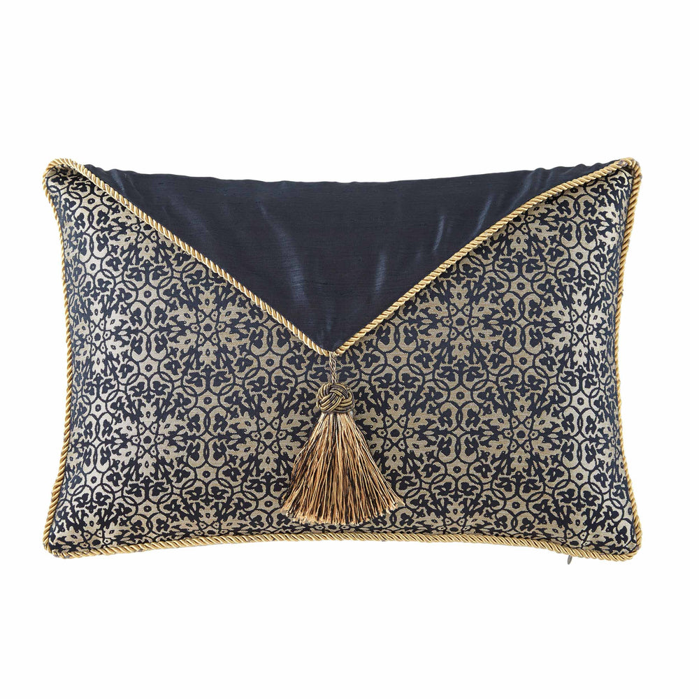 Vaughn Navy/Gold Decorative Throw Pillow Set of 3 Throw Pillows By Waterford