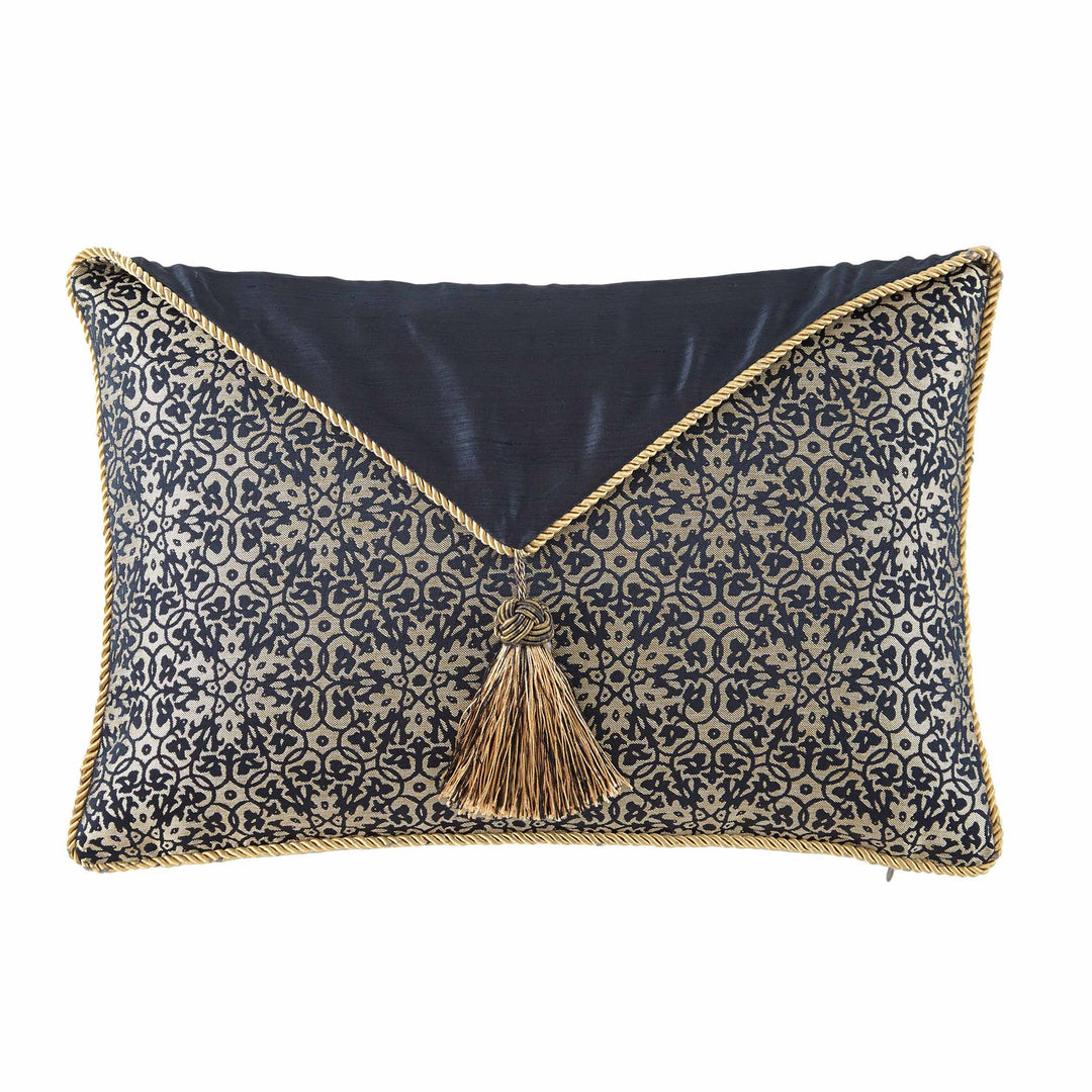 Vaughn Navy/Gold Decorative Throw Pillow Set of 3 Throw Pillows By Waterford