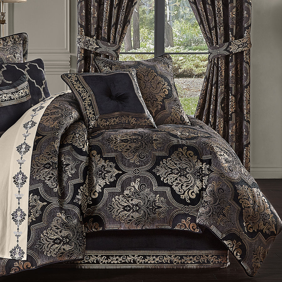Windham Black 4Piece Comforter Set By J Queen Latest Bedding