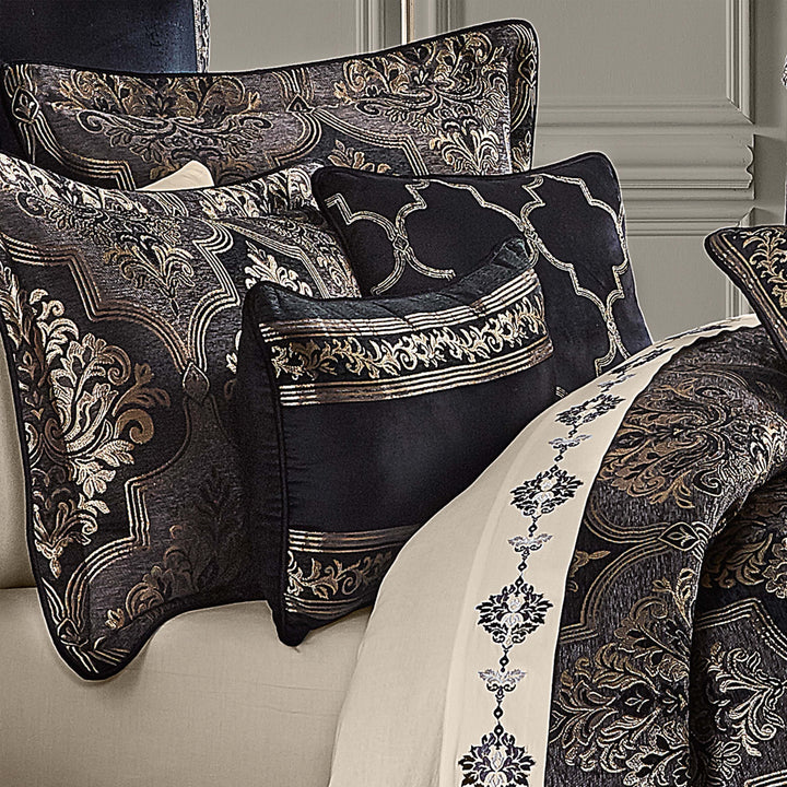 Windham Black Boudoir Decorative Throw Pillow 23" x 15" By J Queen Throw Pillows By J. Queen New York