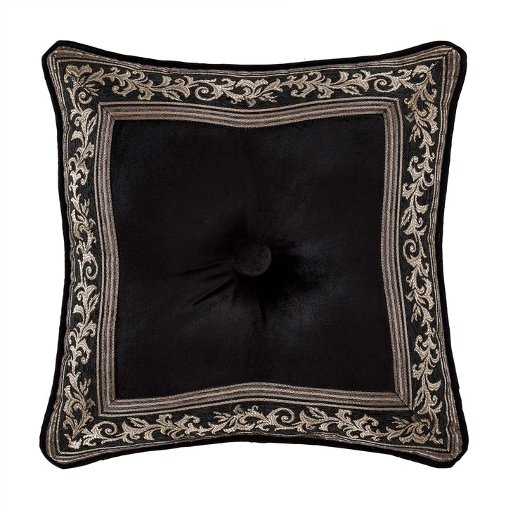 Windham Black Square Decorative Throw Pillow 18" x 18" By J Queen Throw Pillows By J. Queen New York