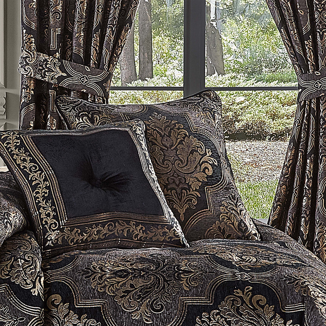 Windham Black Square Decorative Throw Pillow 20" x 20" By J Queen Throw Pillows By J. Queen New York