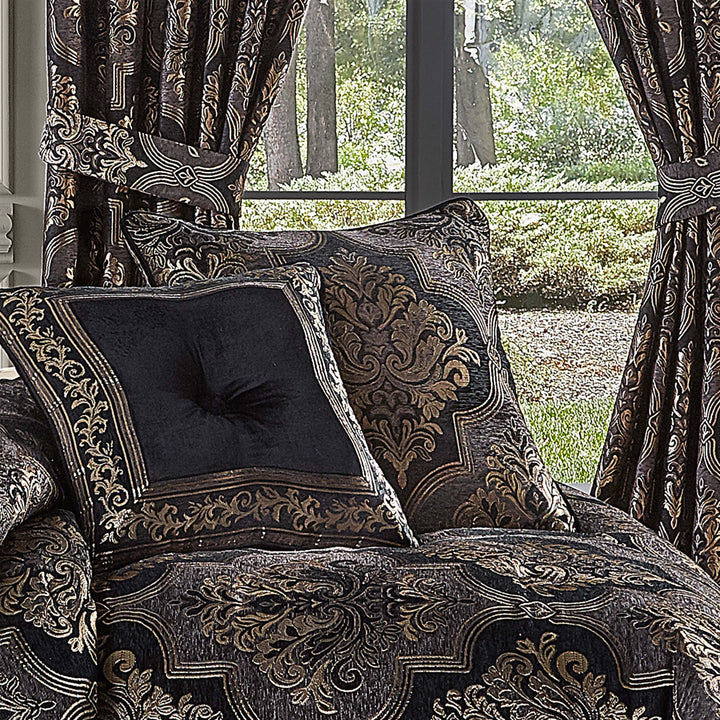 Windham Black Square Decorative Throw Pillow 20" x 20" By J Queen Throw Pillows By J. Queen New York