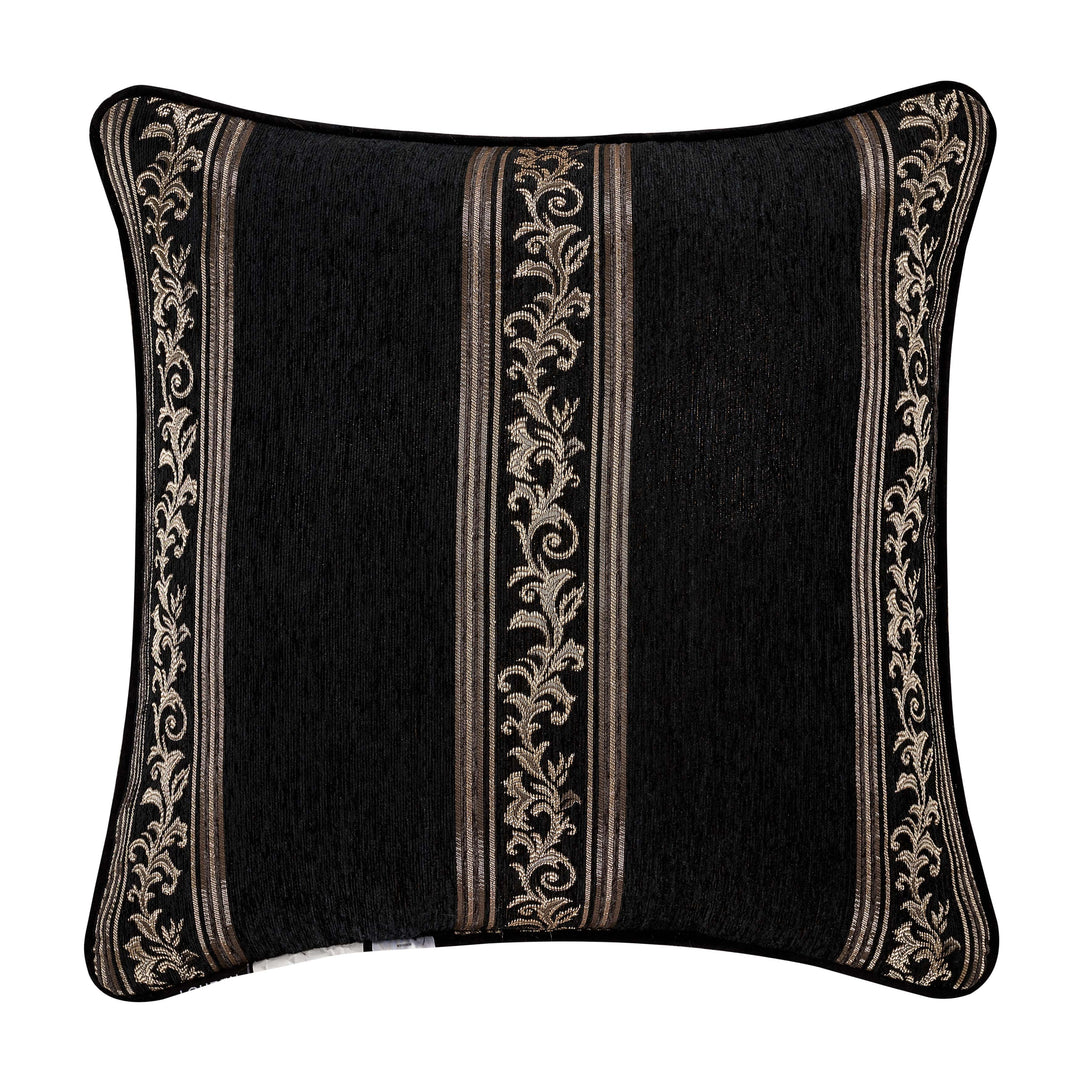 Windham Black Square Decorative Throw Pillow 20" x 20" By J Queen Throw Pillows By J. Queen New York