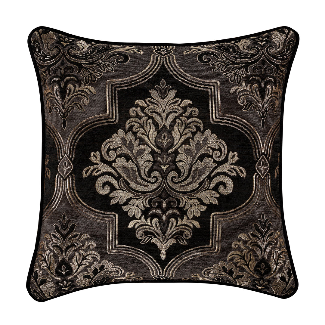 Windham Black Square Decorative Throw Pillow 20" x 20" By J Queen Throw Pillows By J. Queen New York