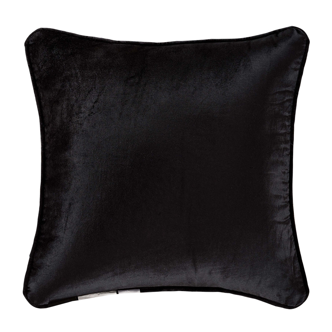 Windham Black Square Embellished Decorative Throw Pillow 18" x 18" By J Queen Throw Pillows By J. Queen New York
