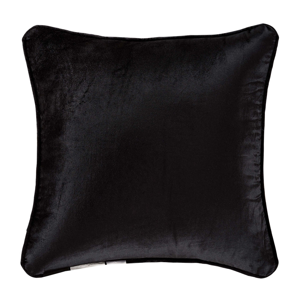 Windham Black Square Embellished Decorative Throw Pillow 18" x 18" By J Queen Throw Pillows By J. Queen New York