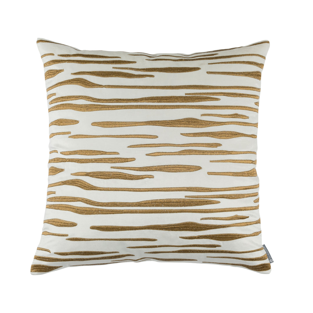 Zara Ivory Matte Velvet Gold Embroidery Square Pillow Throw Pillows By Lili Alessandra