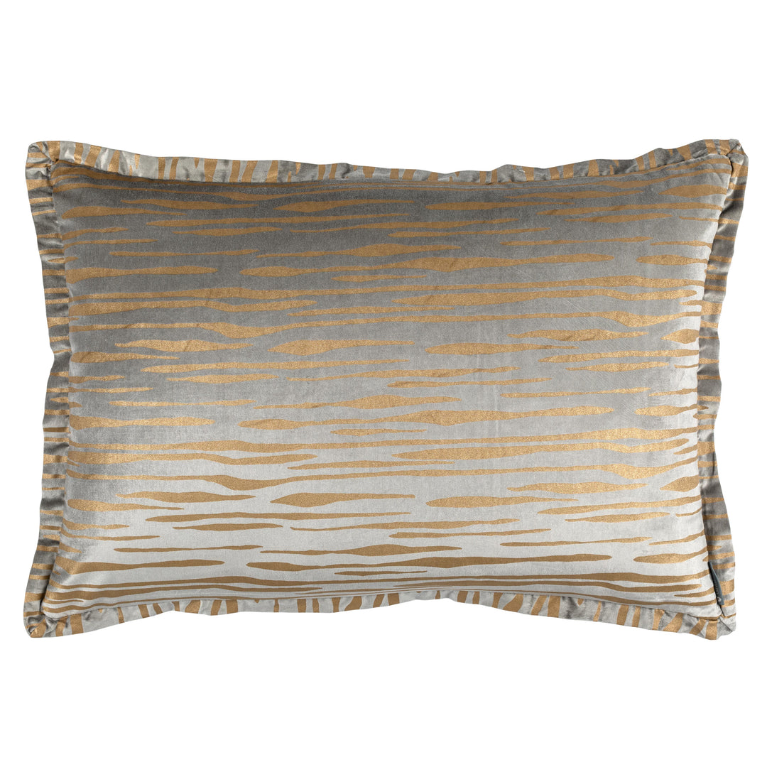 Zara Light Grey Matte Velvet Gold Print Decorative Throw Pillow Throw Pillows By Lili Alessandra