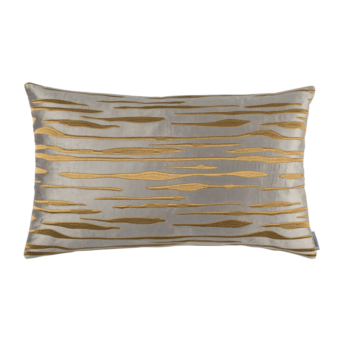 Zara Pewter Matte Velvet Gold Embroidery Rectangle Pillow Throw Pillows By Lili Alessandra