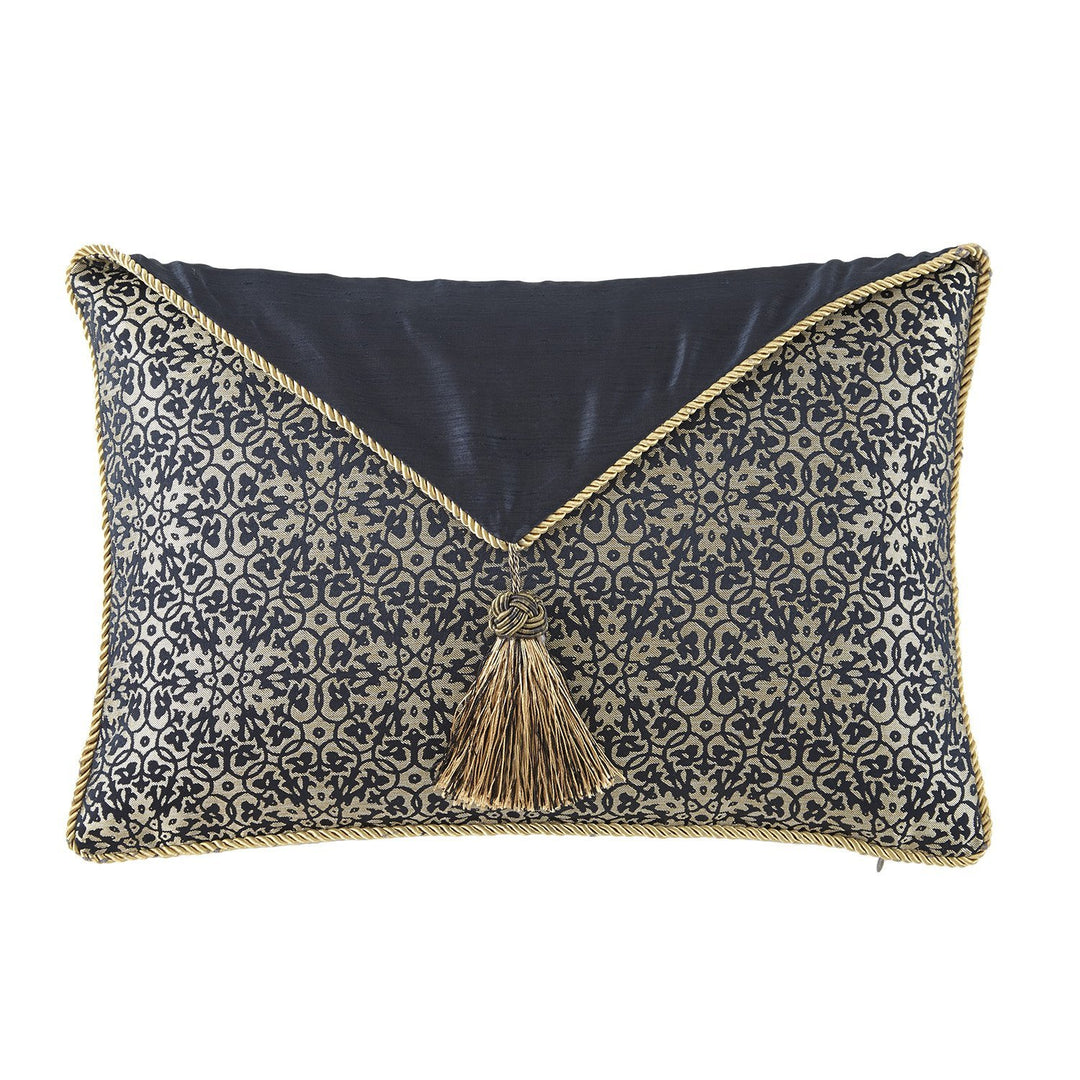 Vaughn Navy/Gold Decorative Throw Pillow 18" x 12" Throw Pillows By Waterford