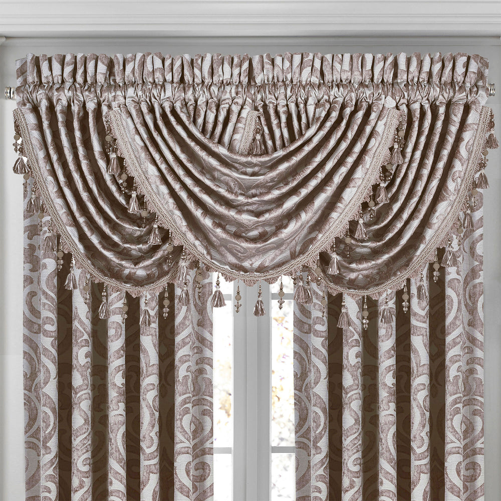 Sicily Pearl Waterfall Window Valance By J Queen Window Valances By J. Queen New York
